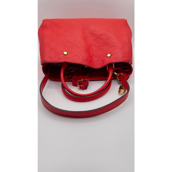 Louis Vuitton Red Montaigne Monogram MM Leather Tote Bag - Picture 12 of 12